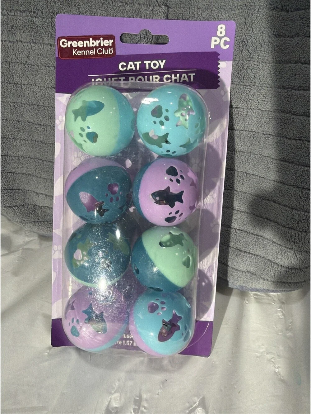 Greenbrier Kennel Club Cat Toy Balls with Bell -1ea 6-Pack-Brand New-SHIP 24 HRS